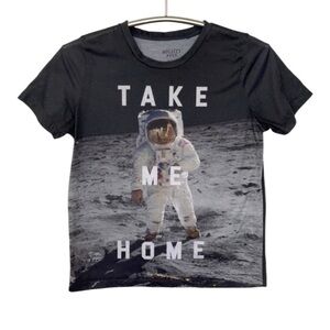 MIGHTY FINE | Astronaut Themed “TAKE ME HOME” Dark Gray Shirt, Small